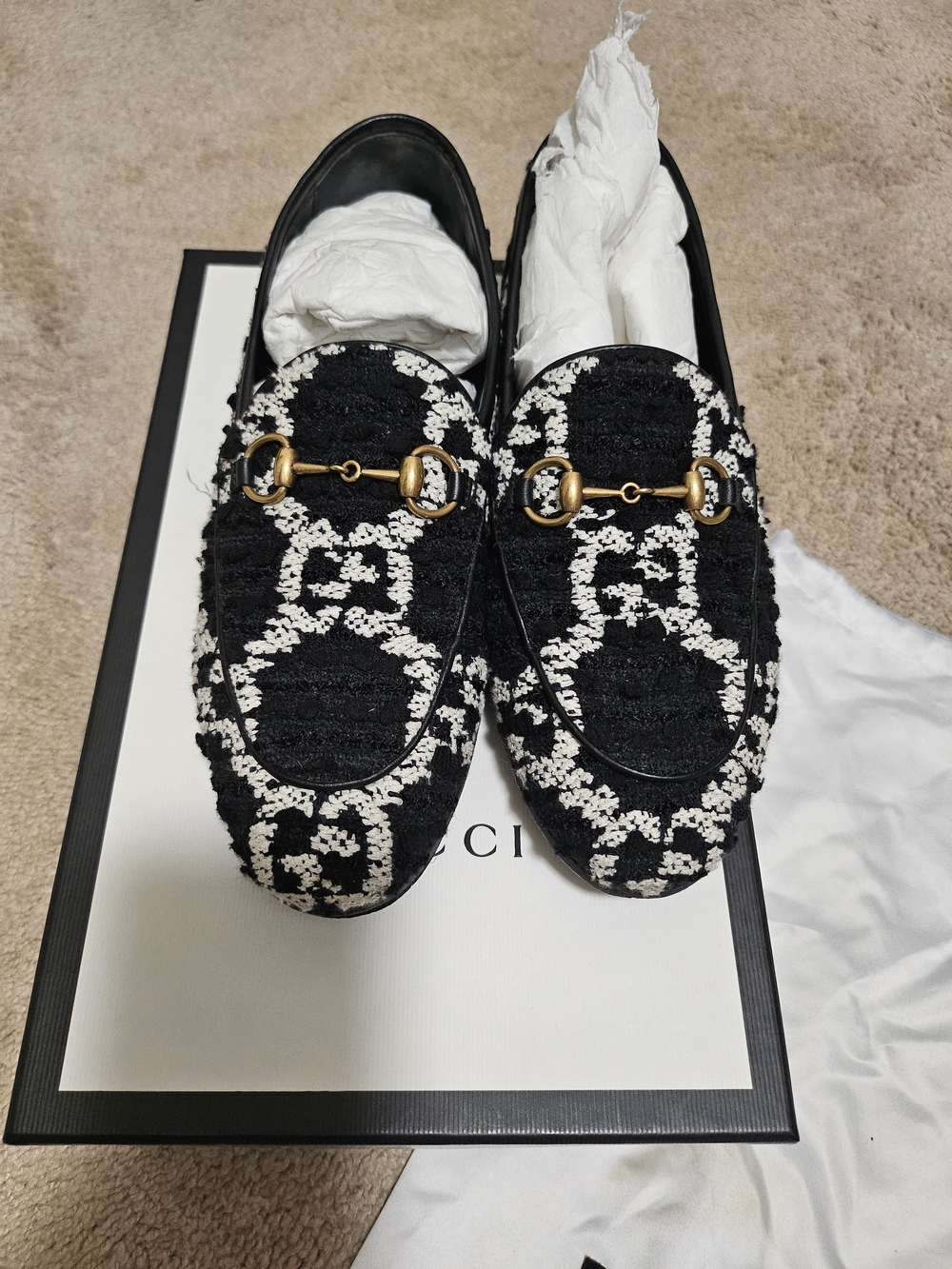 Gucci Tweed Jordan Loafers 37